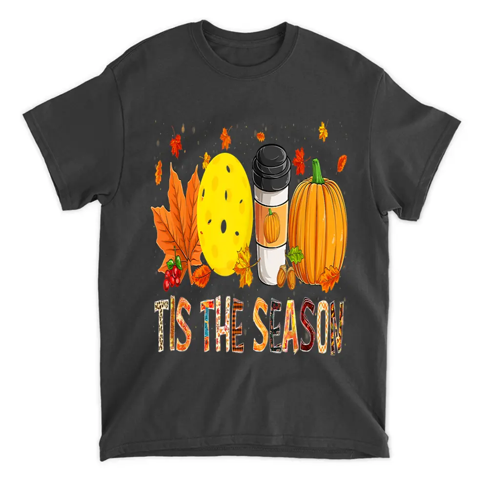 The Season Leopard Pumpkin Pickleball Halloween Fall Leaf T-Shirt
