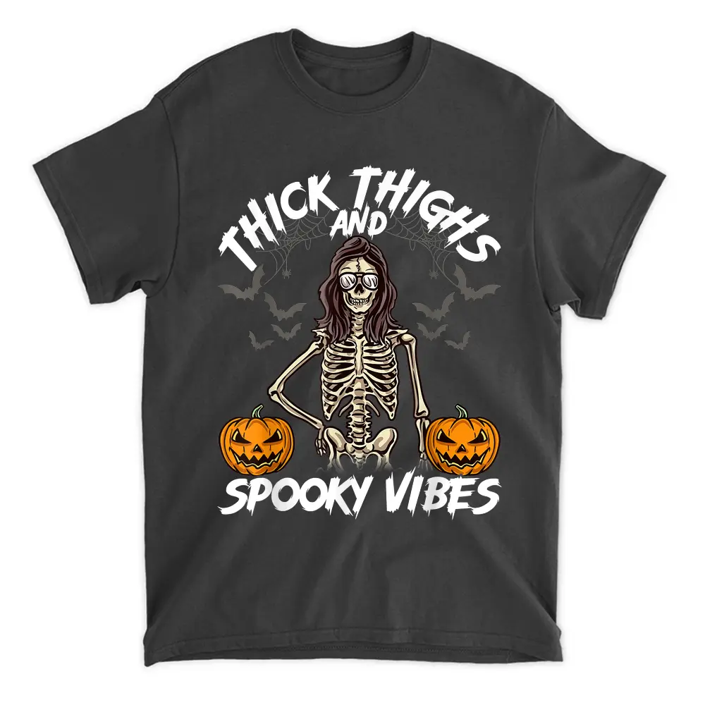 Thick Thighs Witch Vibes Halloween Moon Witches Tattoo Women T-Shirt