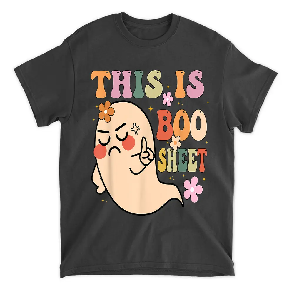 This Is Boo Sheet Ghost Groovy Floral Halloween Costume T-Shirt