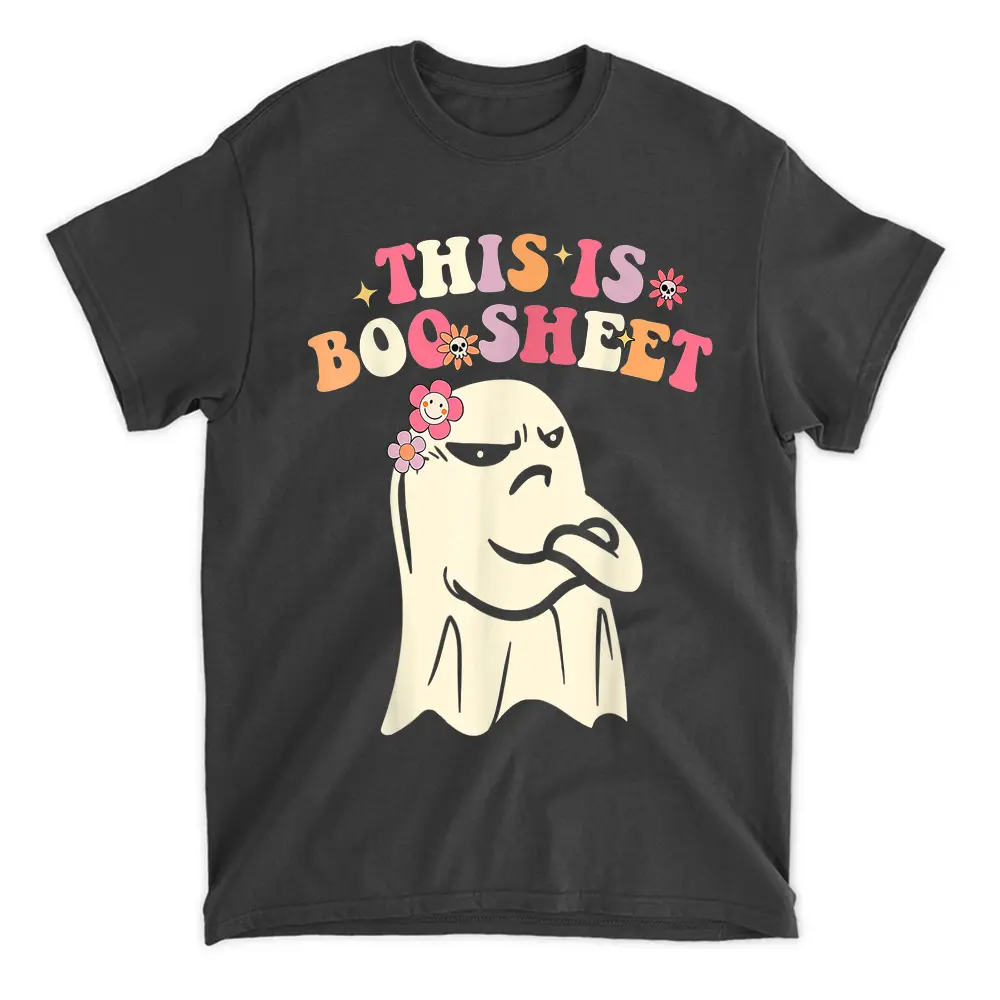 This Is Boo Sheet Ghost Groovy Funny Halloween Costume Women T-Shirt
