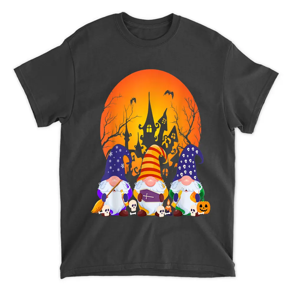 Three Gnomes Happy Halloween Fall Candy Corn Pumpkin T-Shirt