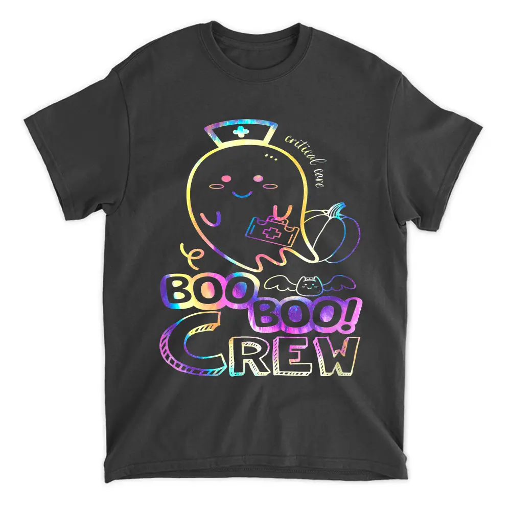 Tie Dye Boo Boo Crew Halloween Ghost Critical Care Nurse T-Shirt