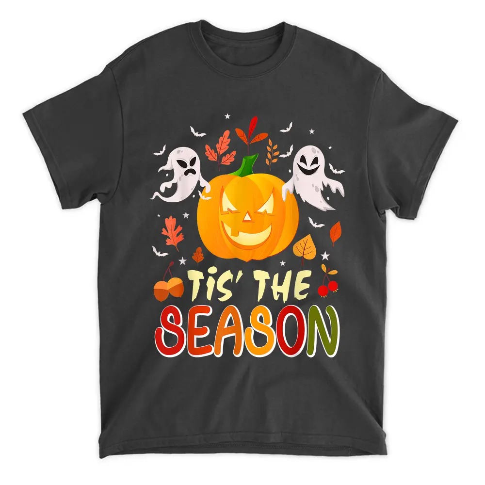 Tis' The Season Pumpkin Spooky Retro Halloween Fall Party T-Shirt