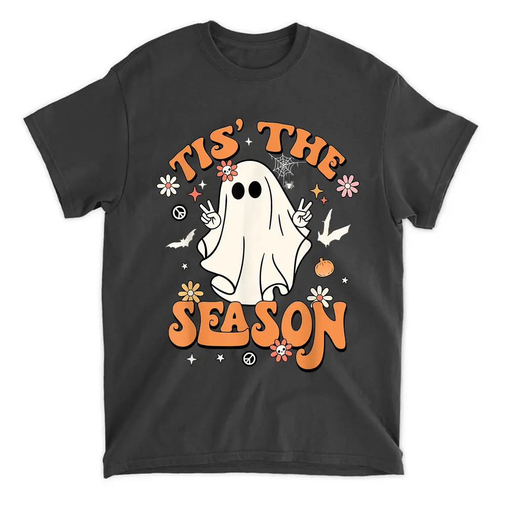 Tis' The Season Retro Halloween Party Funny Ghost Pumpkin T-Shirt