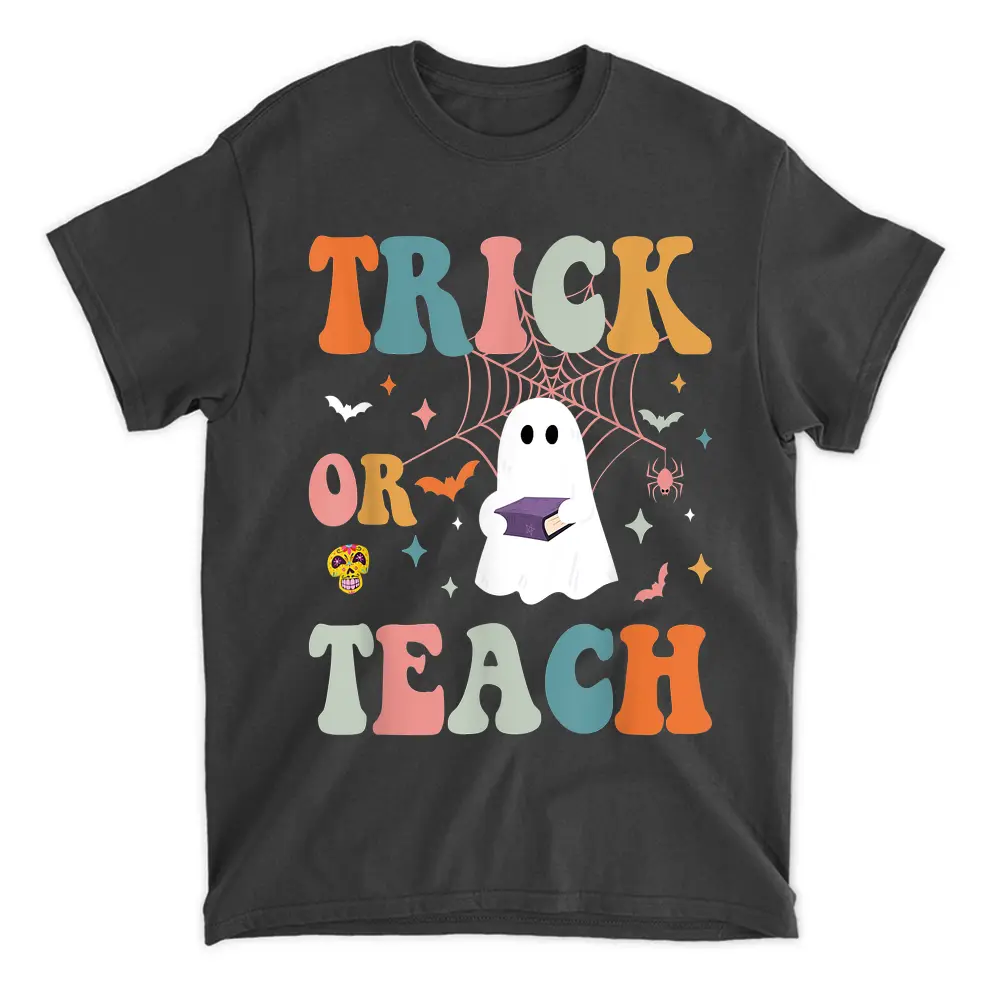 Trick Or Teach Costume Halloween Teacher Retro T-Shirt