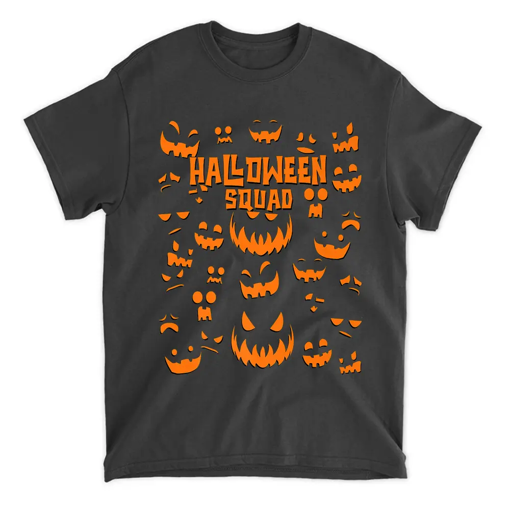 Trick Or Treat Fun Pumpkin Face Graphic For Halloween Squad T-Shirt