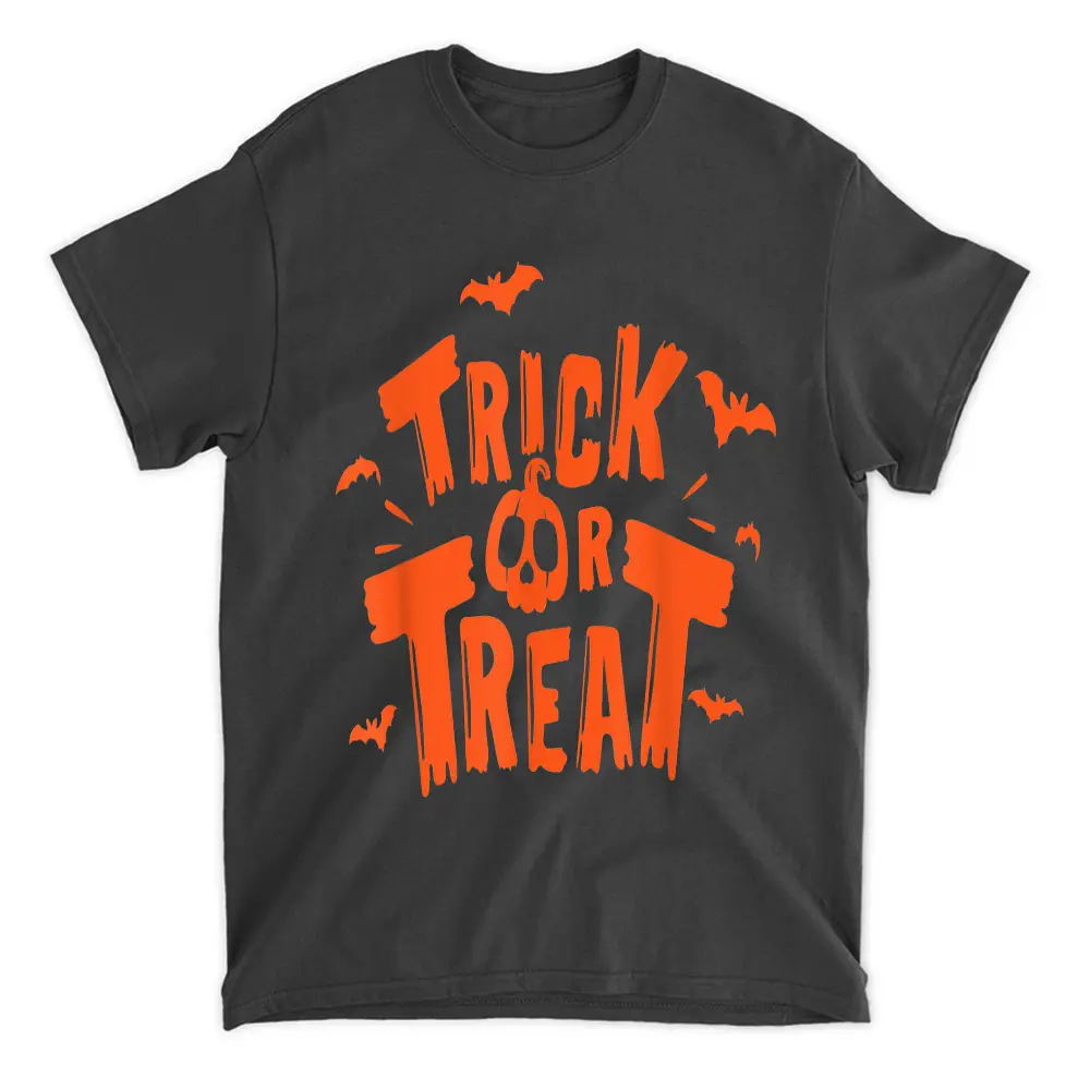 Trick Or Treat Lazy Halloween Costume Funny Pumpkin Bats T-Shirt