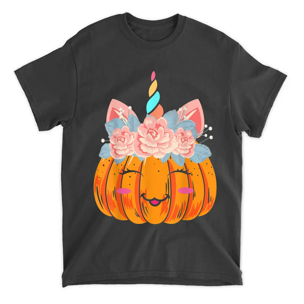 Unicorn Halloween Thanksgiving Cute Pumpkin  Women T-Shirt