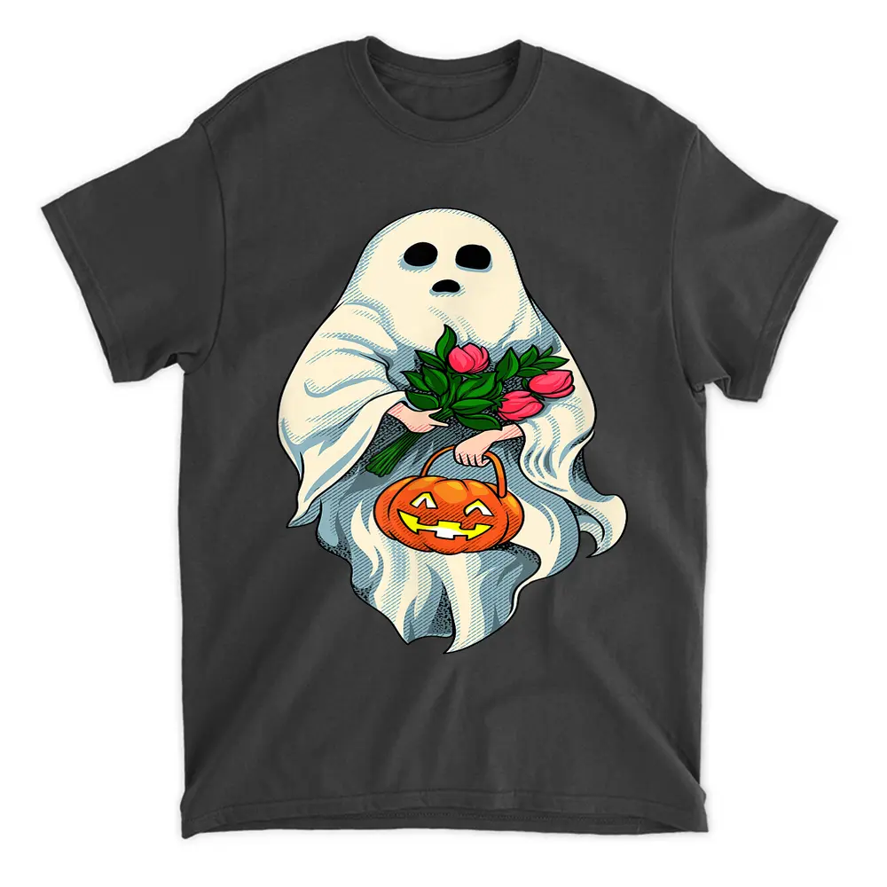 Vintage Floral Ghost Halloween Costume Graphic T-Shirt