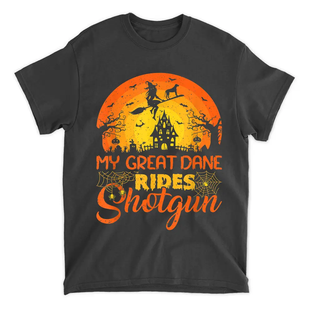 Vintage Sunset My Great Dane Dog Ride Shotgun Halloween T-Shirt