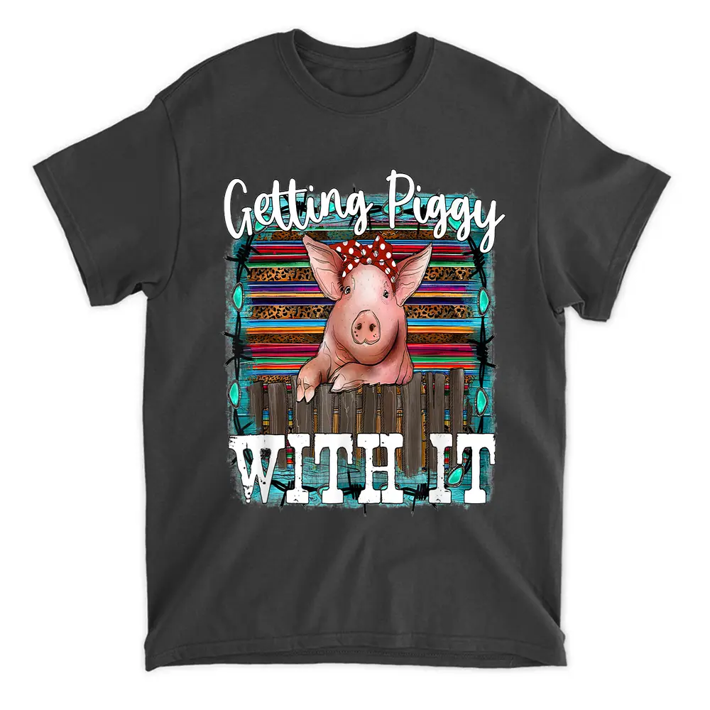 Western Serape Leopard Pig Farmer Getting Piggy With It T-Shirt