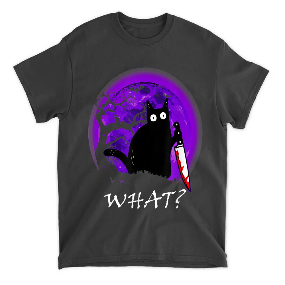 What Murderous Cat Holding Knife Funny Halloween Costume T-Shirt