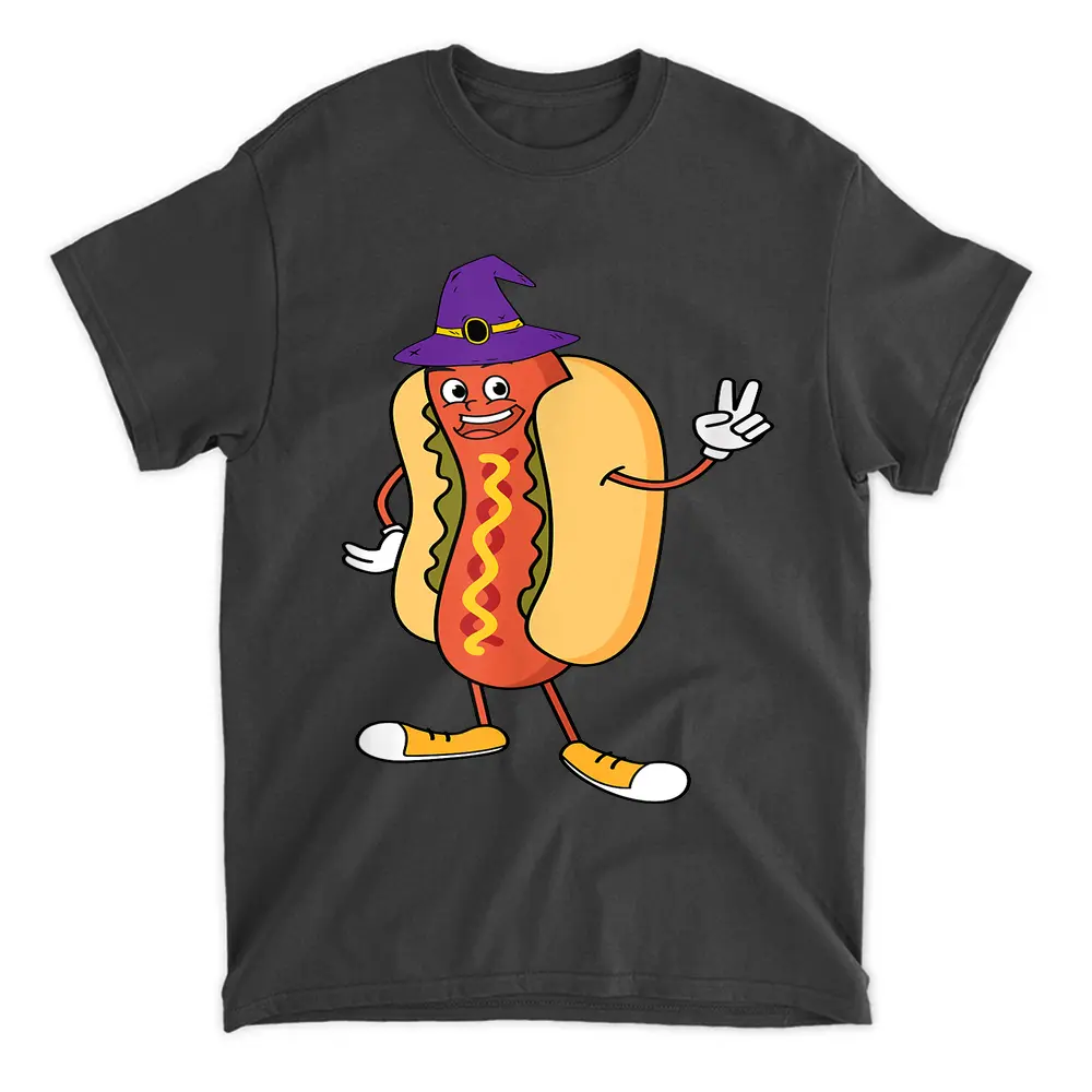 Witch Hotdog Lazy Halloween Costume Funny Sausage Food T-Shirt