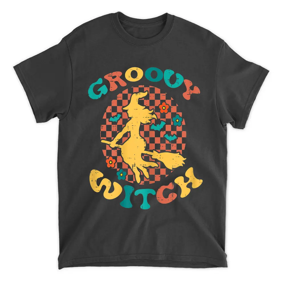 Womens Groovy Witch Vintage Retro 70s Halloween Costume Women T-Shirt