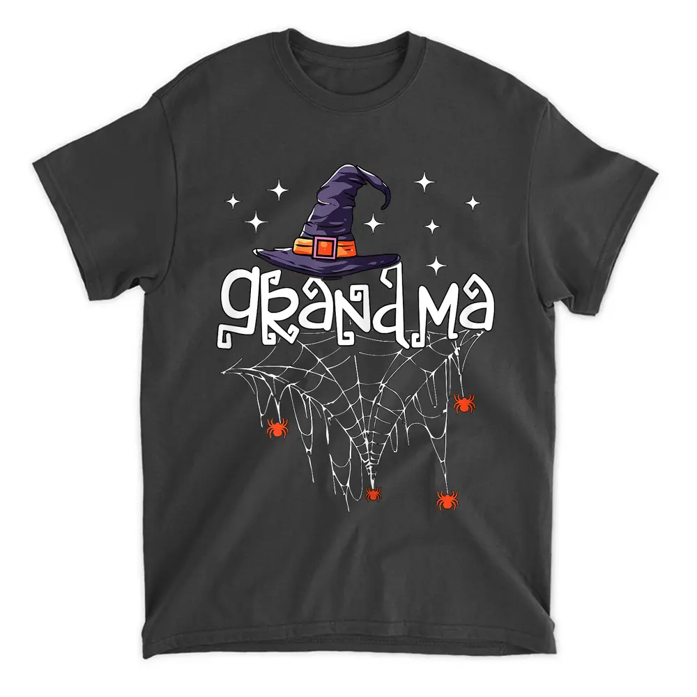 Womens Halloween Family Matching Outfit Grandma Spider Web Witch T-Shirt
