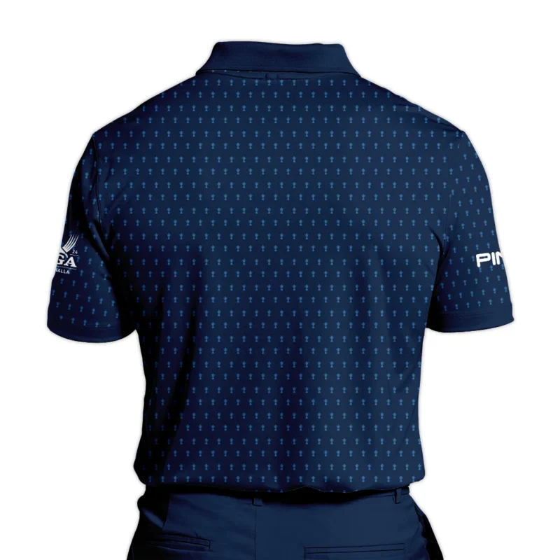 Ping 2024 PGA Championship Golf Zipper Polo Shirt Dark Blue Gradient Pattern All Over Print Zipper Polo Shirt For Men