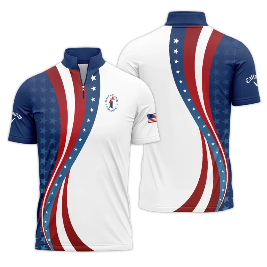 124th U.S. Open Pinehurst Blue Gradient Red White Star Callaway Quarter-Zip Polo Shirt