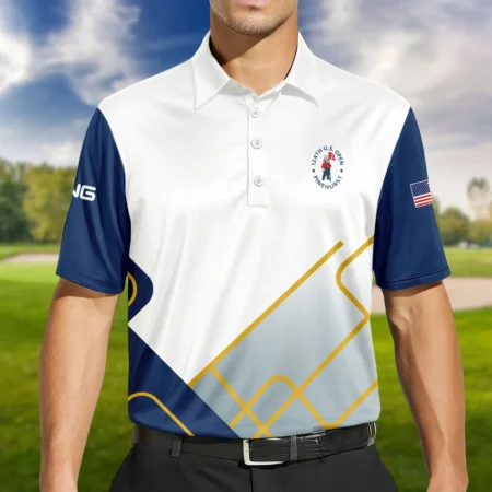 124th U.S. Open Pinehurst Blue Yellow Line White Ping Polo Shirt Style Classic