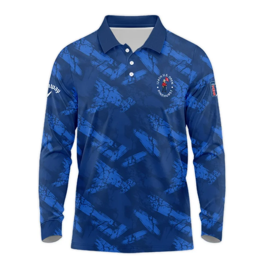 124th U.S. Open Pinehurst Callaway Dark Blue Brush Pattern Long Polo Shirt Style Classic