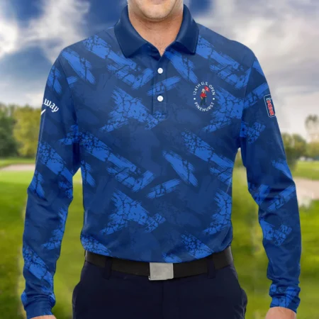 124th U.S. Open Pinehurst Callaway Dark Blue Brush Pattern Long Polo Shirt Style Classic