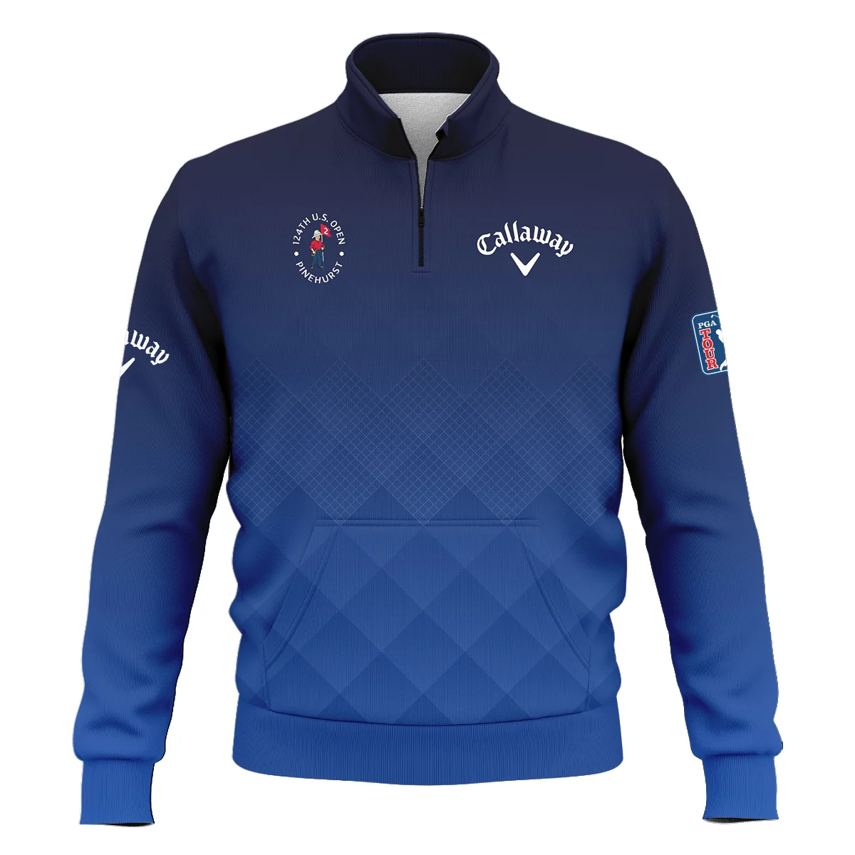 124th U.S. Open Pinehurst Callaway Dark Blue Gradient Stripes Pattern Long Polo Shirt Style Classic Long Polo Shirt For Men