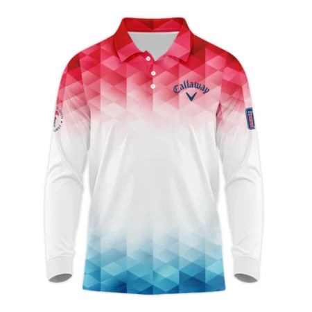 124th U.S. Open Pinehurst Callaway Golf Sport Zipper Polo Shirt Blue Red Abstract Geometric Triangles All Over Print Zipper Polo Shirt For Men