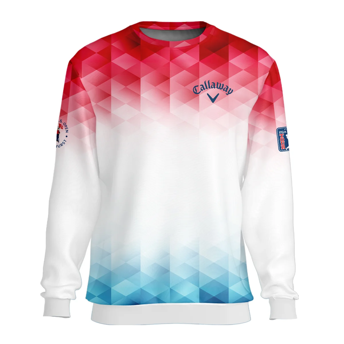 124th U.S. Open Pinehurst Callaway Golf Sport Bomber Jacket Blue Red Abstract Geometric Triangles All Over Print Bomber Jacket