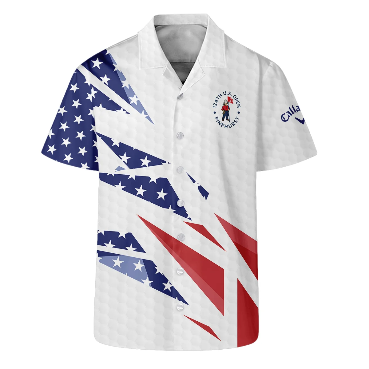 124th U.S. Open Pinehurst Callaway Hawaiian Shirt Golf Pattern White USA Flag All Over Print Oversized Hawaiian Shirt