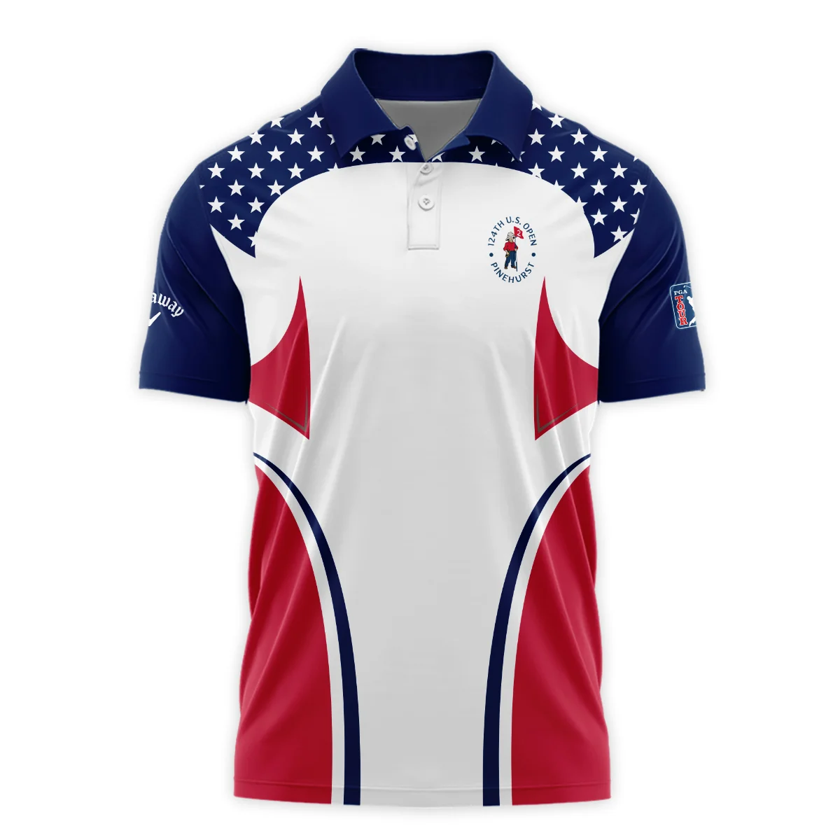 124th U.S. Open Pinehurst Callaway Stars White Dark Blue Red Line Polo Shirt Style Classic Polo Shirt For Men