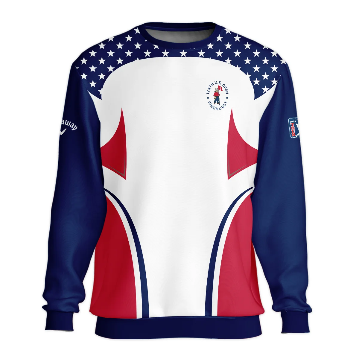 124th U.S. Open Pinehurst Callaway Stars White Dark Blue Red Line Vneck Polo Shirt Style Classic Polo Shirt For Men