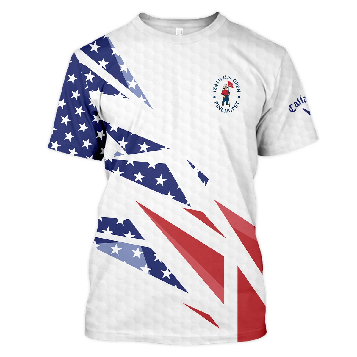 124th U.S. Open Pinehurst Callaway Unisex T-Shirt Golf Pattern White USA Flag All Over Print T-Shirt