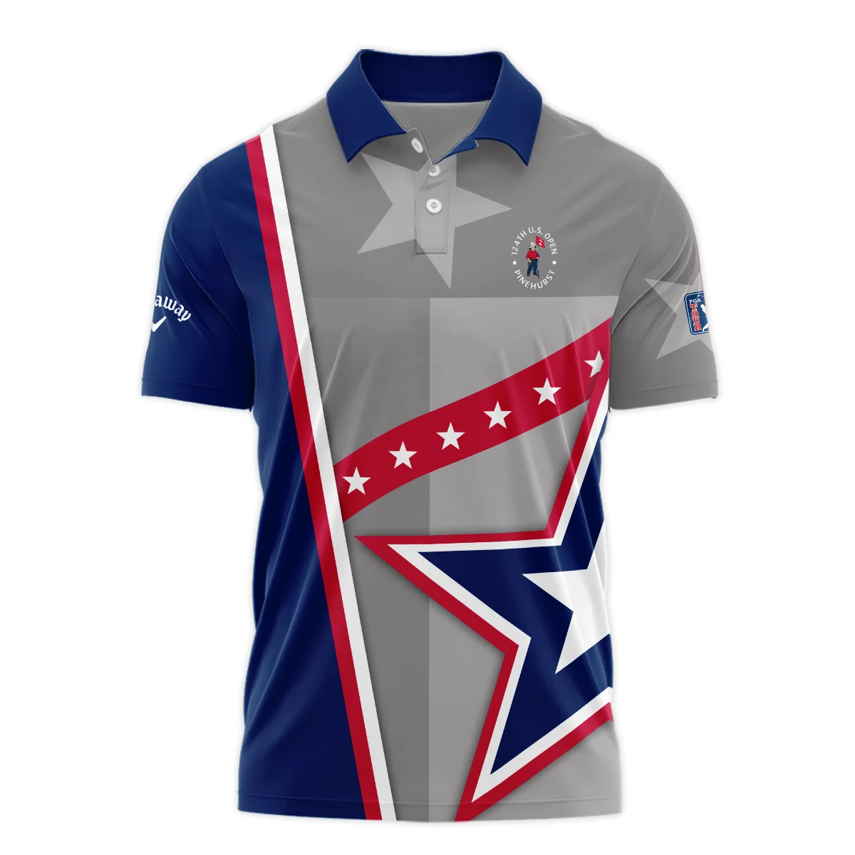 124th U.S. Open Pinehurst Callaway White Star Red Line Blue  Polo Shirt Style Classic Polo Shirt For Men