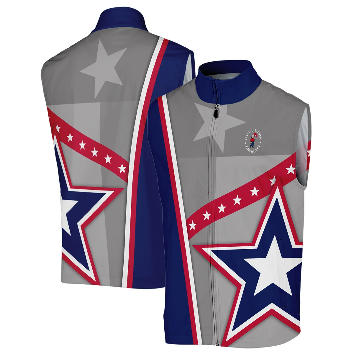 124th U.S. Open Pinehurst Callaway White Star Red Line Blue  Vneck Polo Shirt Style Classic Polo Shirt For Men