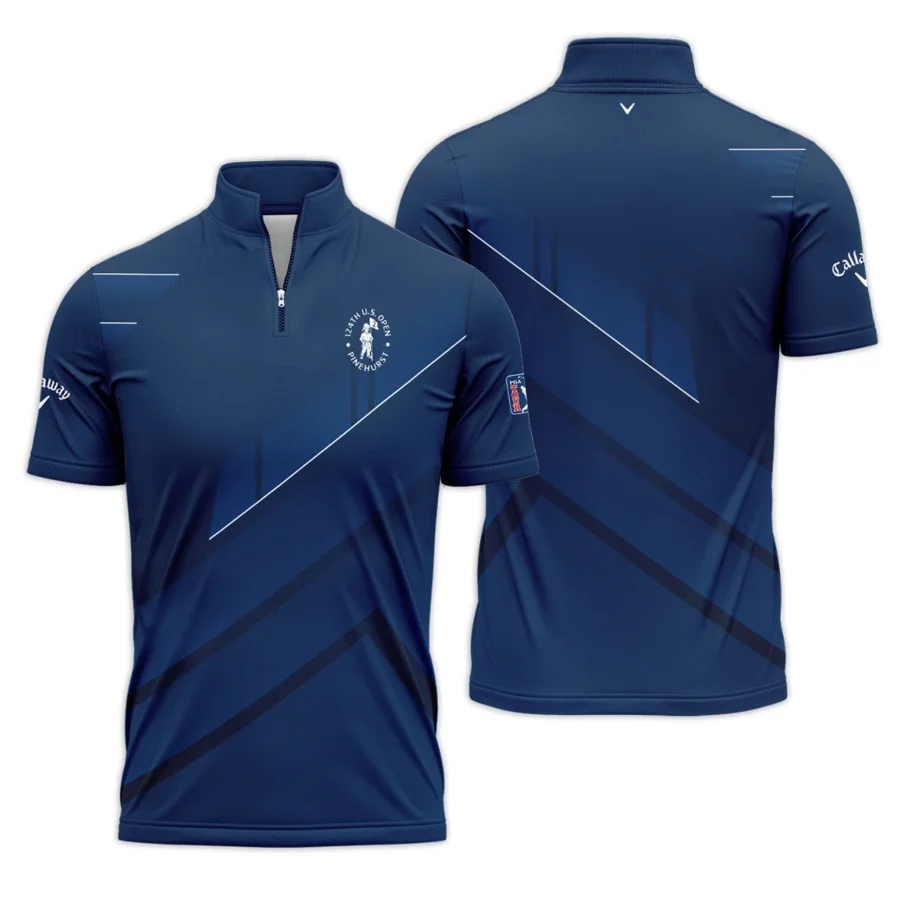 124th U.S. Open Pinehurst Dark Blue White Line Callaway Quarter-Zip Polo Shirt