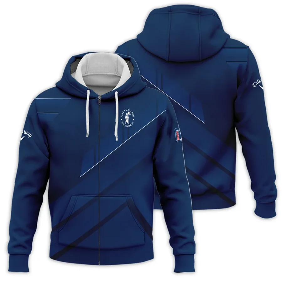 124th U.S. Open Pinehurst Dark Blue White Line Callaway Zipper Hoodie Shirt Style Classic