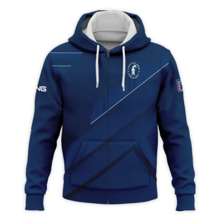 124th U.S. Open Pinehurst Dark Blue White Line Ping Zipper Hoodie Shirt Style Classic