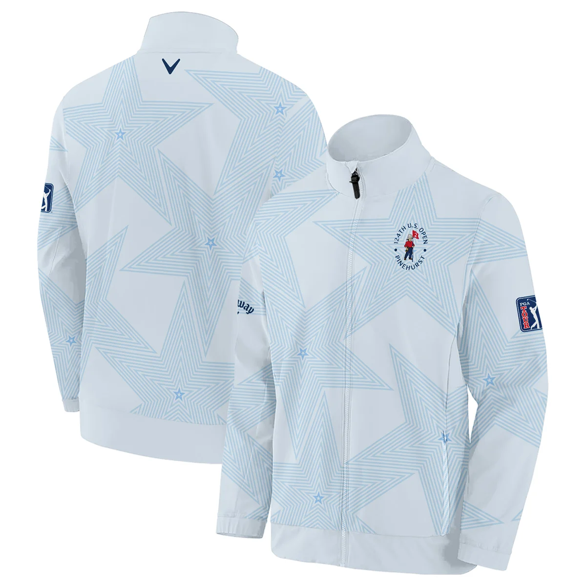 124th U.S. Open Pinehurst Golf Callaway Zipper Hoodie Shirt Sports Star Sripe Light Blue Zipper Hoodie Shirt