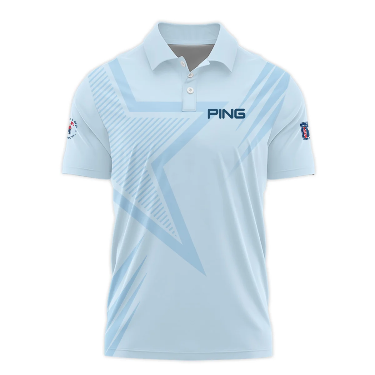 124th U.S. Open Pinehurst Golf Star Line Pattern Light Blue Ping Mandarin collar Quater-Zip Long Sleeve