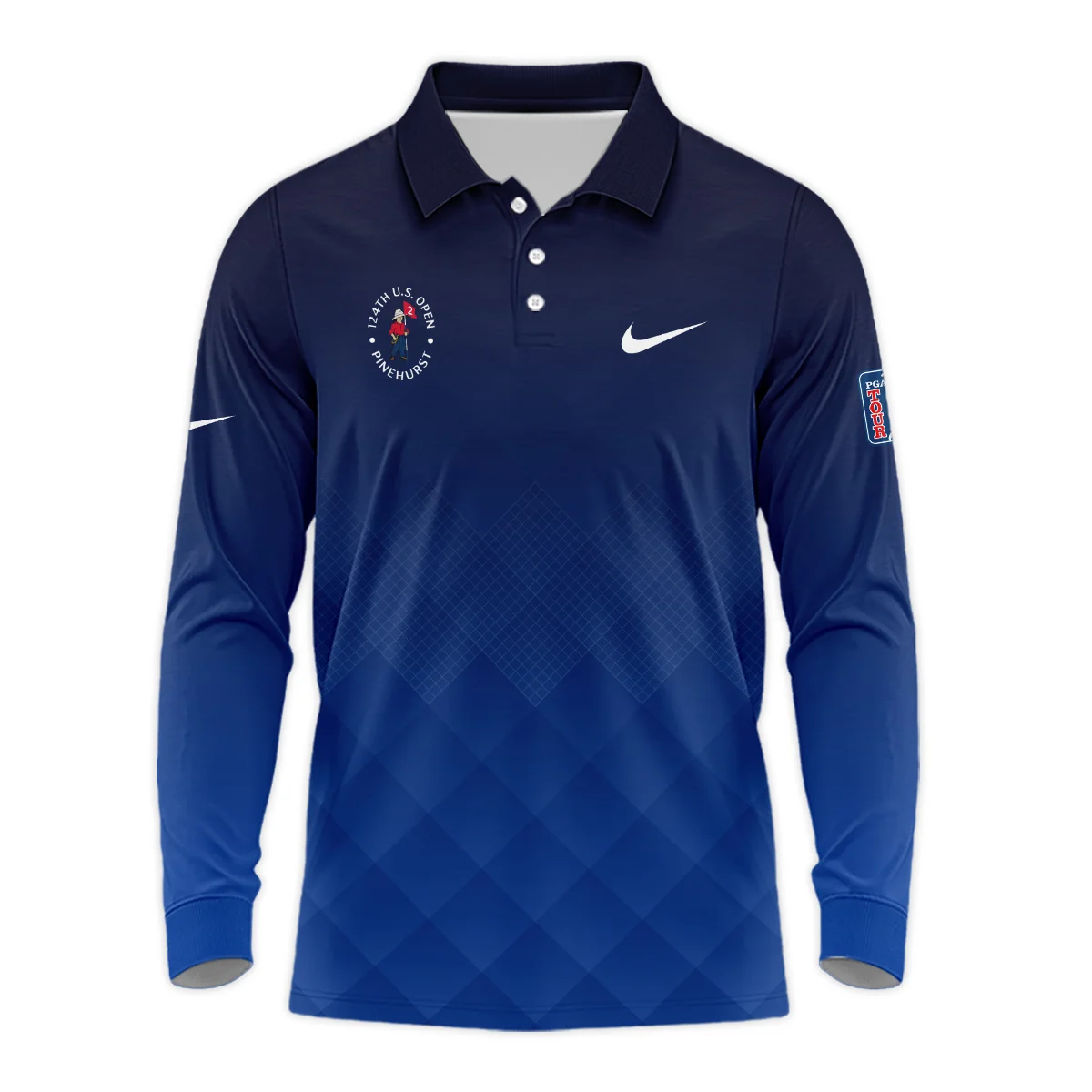 124th U.S. Open Pinehurst Nike Dark Blue Gradient Stripes Pattern Hawaiian Shirt Style Classic Oversized Hawaiian Shirt
