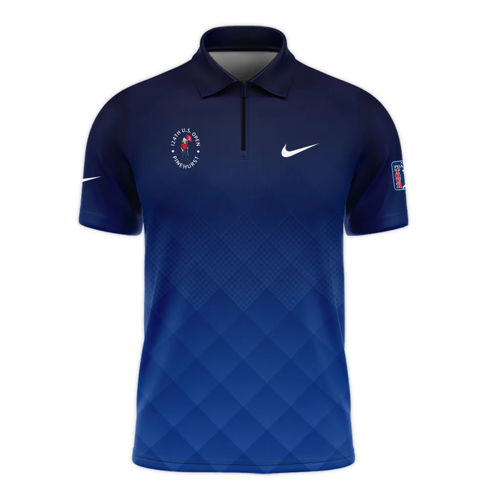 124th U.S. Open Pinehurst Nike Dark Blue Gradient Stripes Pattern Long Polo Shirt Style Classic Long Polo Shirt For Men