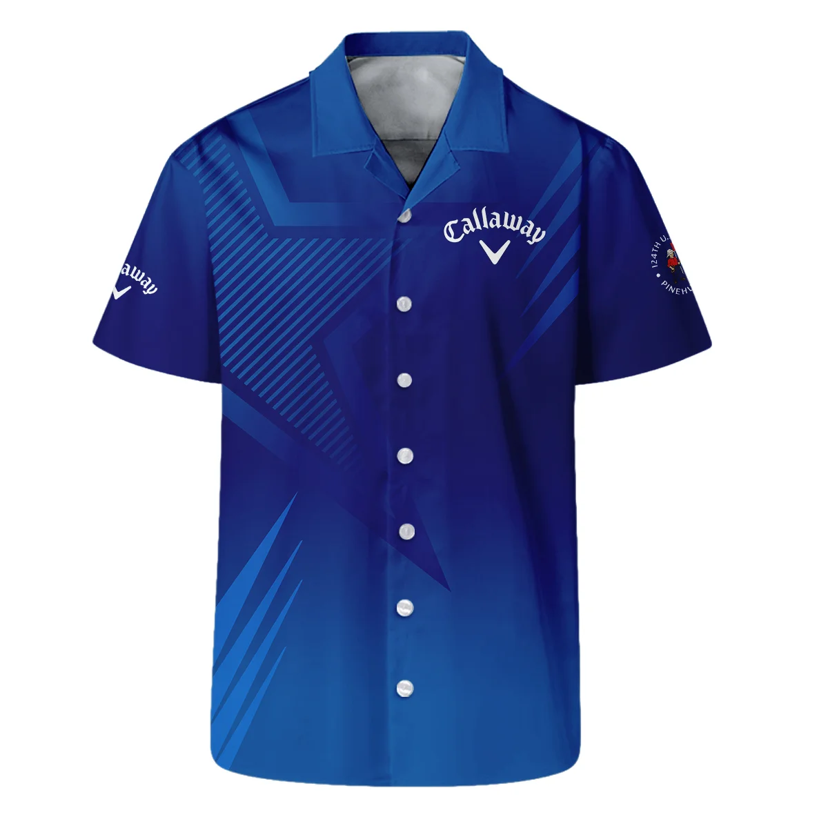 124th U.S. Open Pinehurst No.2 Callaway Hawaiian Shirt Dark Blue Gradient Star Pattern Oversized Hawaiian Shirt