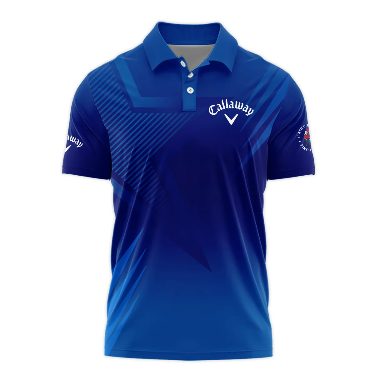 124th U.S. Open Pinehurst No.2 Callaway Polo Shirt Dark Blue Gradient Star Pattern Polo Shirt For Men