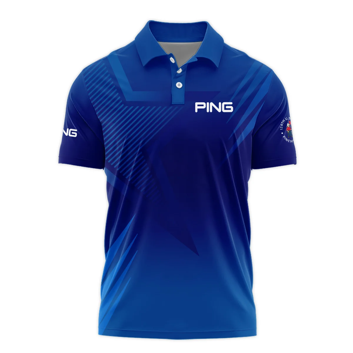124th U.S. Open Pinehurst No.2 Ping Polo Shirt Dark Blue Gradient Star Pattern Polo Shirt For Men