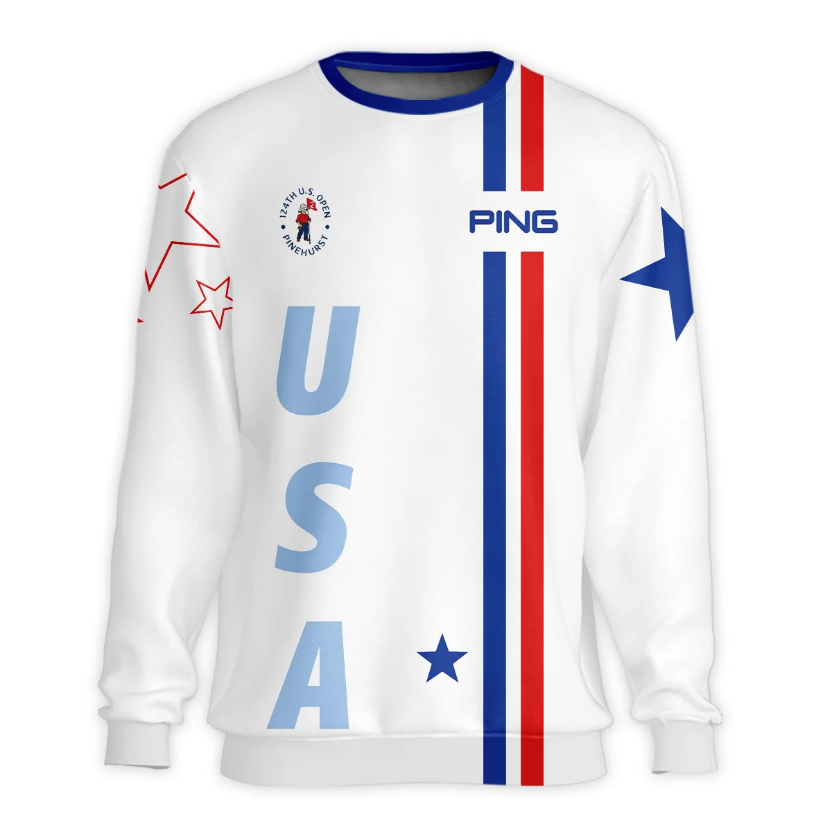 124th U.S. Open Pinehurst Ping Blue Red Line White Unisex Sweatshirt Style Classic Sweatshirt