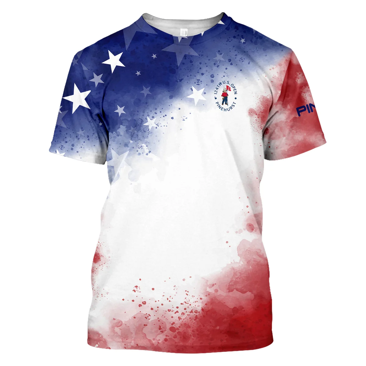 124th U.S. Open Pinehurst Ping Blue Red Watercolor Star White Backgound Unisex T-Shirt Style Classic T-Shirt