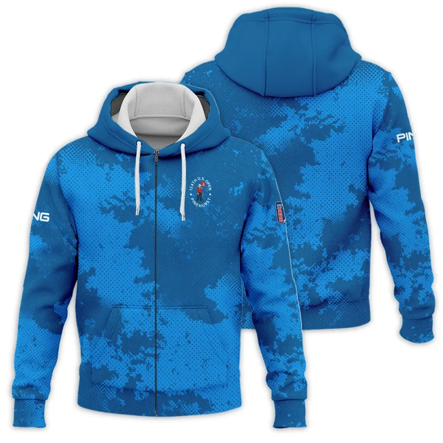 124th U.S. Open Pinehurst Ping Blue Sport Pattern Zipper Hoodie Shirt Style Classic