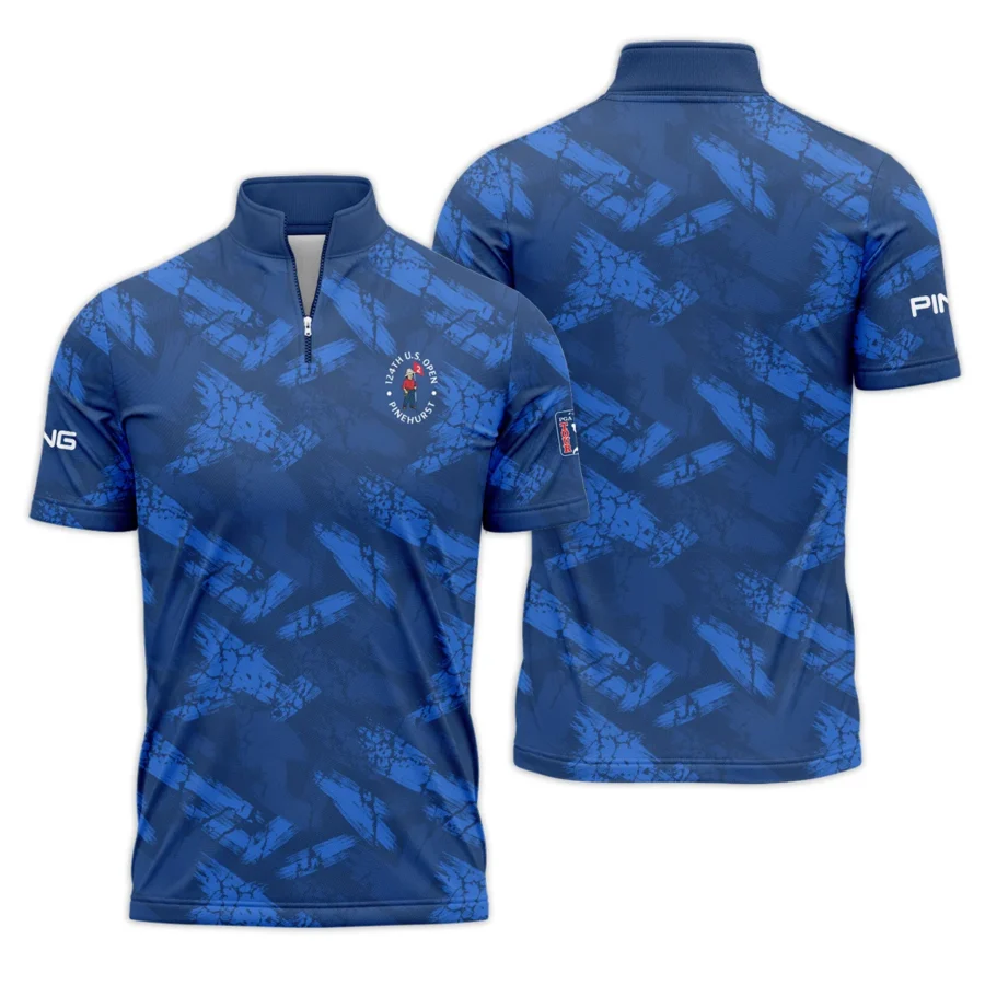 124th U.S. Open Pinehurst Ping Dark Blue Brush Pattern Quarter-Zip Polo Shirt