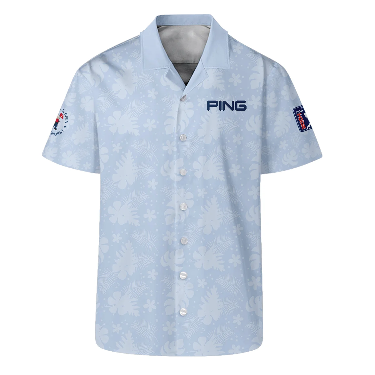 124th U.S. Open Pinehurst Ping Golf Hawaiian Shirt Light Blue Pastel Floral Hawaiian Pattern All Over Print Oversized Hawaiian Shirt