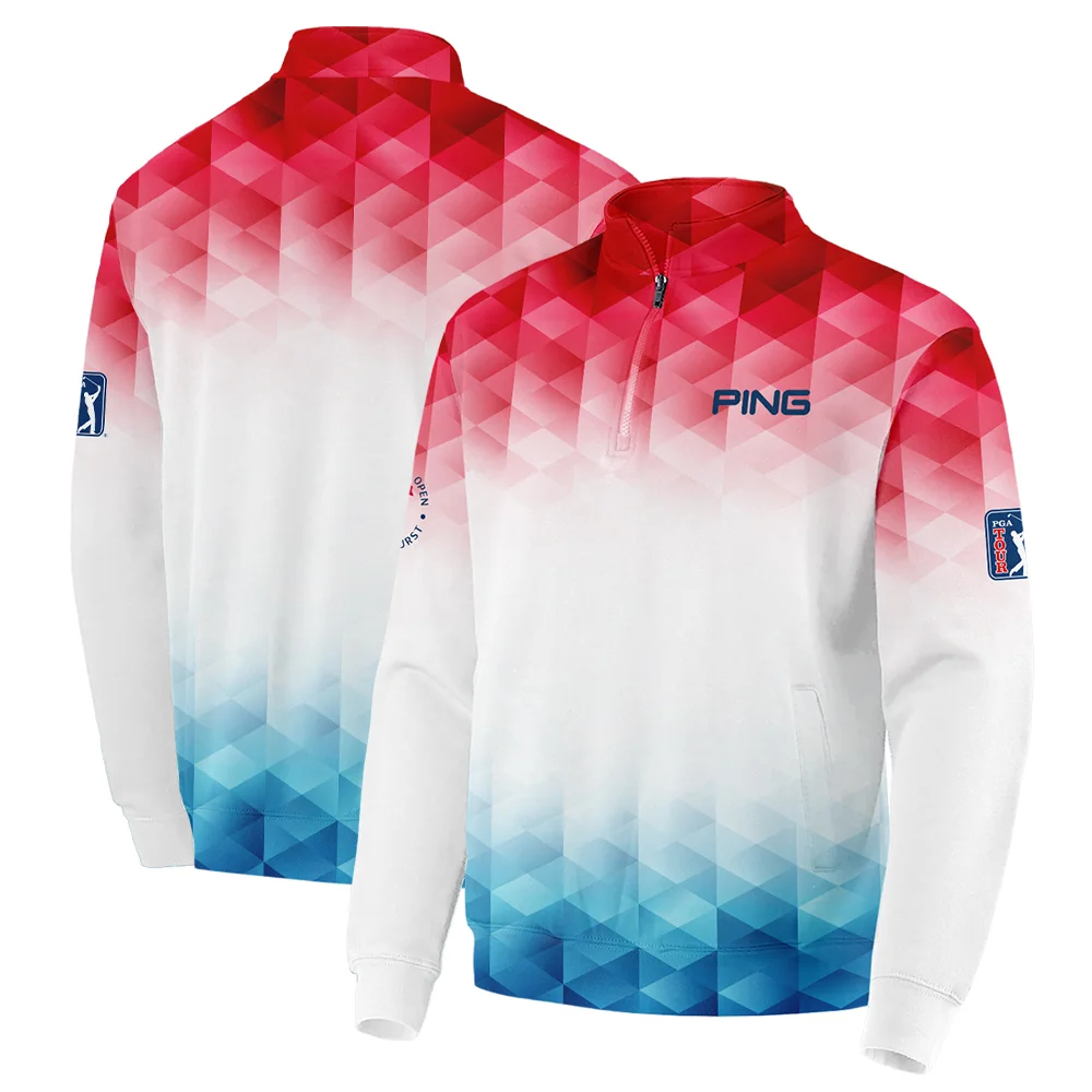 124th U.S. Open Pinehurst Ping Golf Sport Hoodie Shirt Blue Red Abstract Geometric Triangles All Over Print Hoodie Shirt