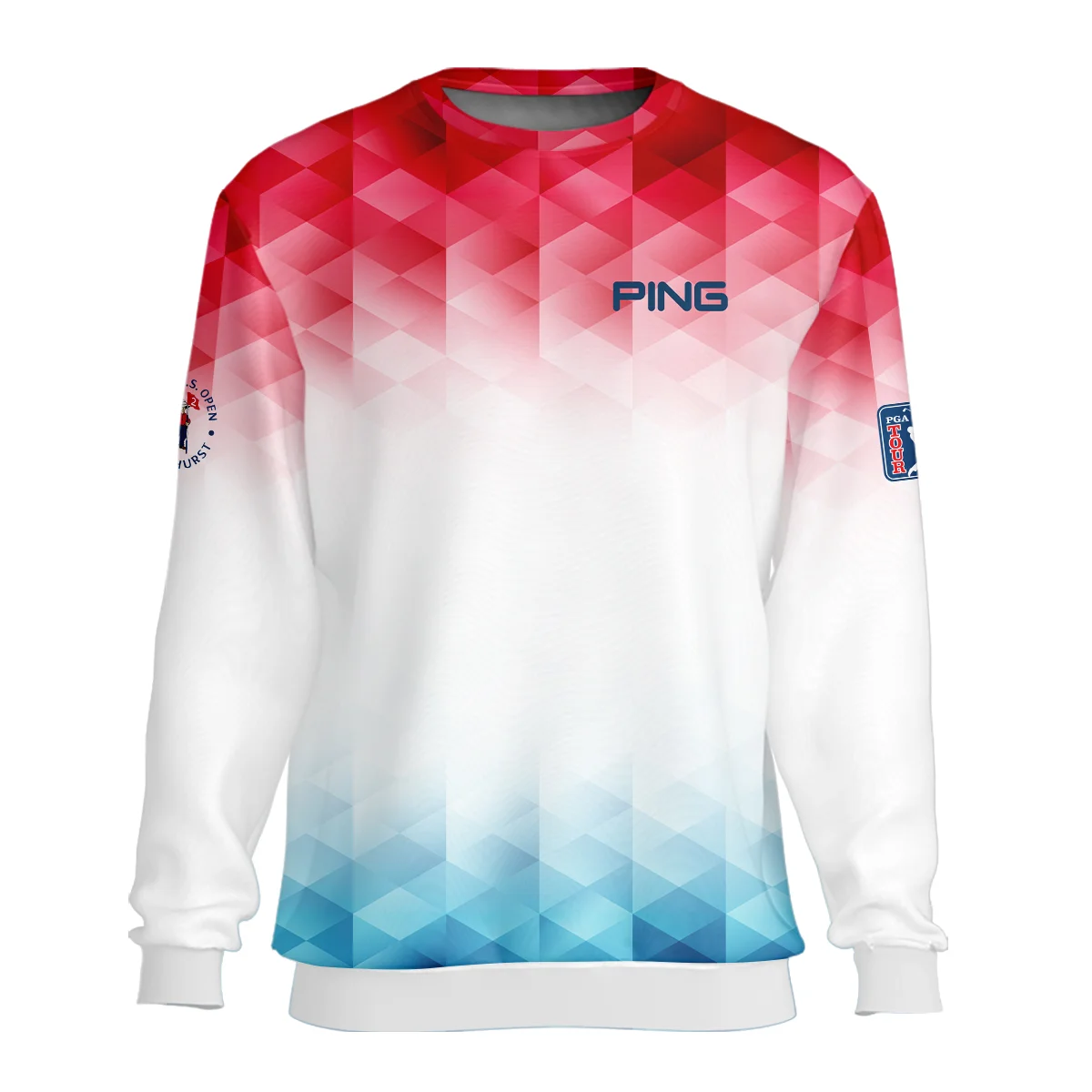 124th U.S. Open Pinehurst Ping Golf Sport Bomber Jacket Blue Red Abstract Geometric Triangles All Over Print Bomber Jacket